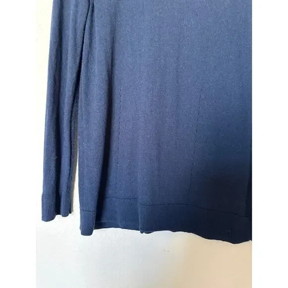 Rag & Bone New York Mens Sweater Navy / Black Wool Lamb Leather Shoulders Size S
